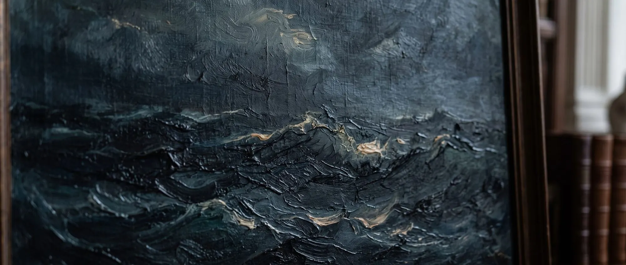 Dark oil-painting texture, deep blue